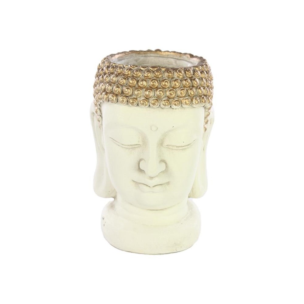 BUDDHA PORTAVASO 25X24X35CM BIANCO ORO